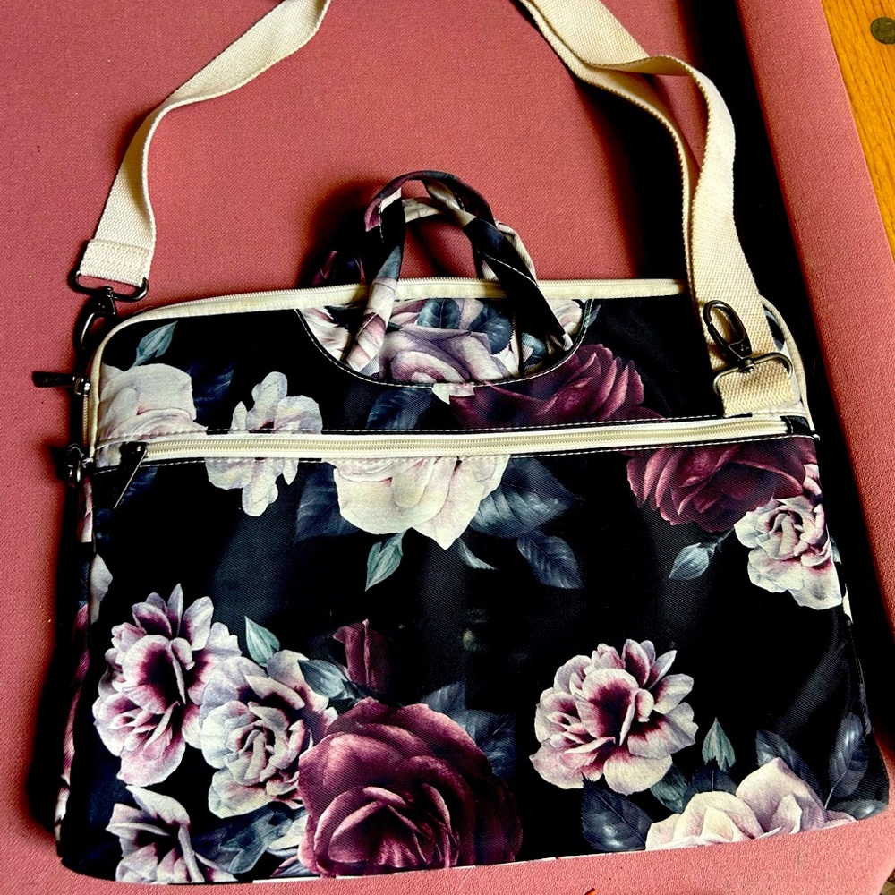 Rose Canvas Laptop Bag & shoulder strap